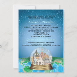 World Travel Pub Bat mitzvah Snö Globe Inbjudningar