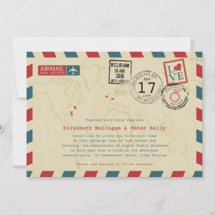 World Traveler Airmail Bröllop Inbjudningar