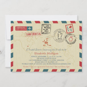 World Traveler Airmail Möhippa Inbjudningar