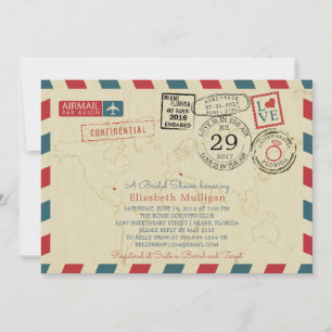 World Traveler Airmail   Möhippa Inbjudningar