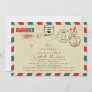 World Traveler Airmail Möhippa Inbjudningar