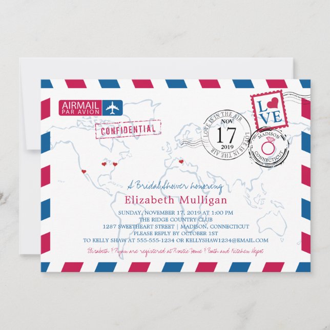 World Traveler Airmail | Möhippa Inbjudningar (Framsida)