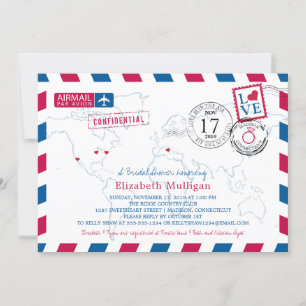 World Traveler Airmail Möhippa Inbjudningar