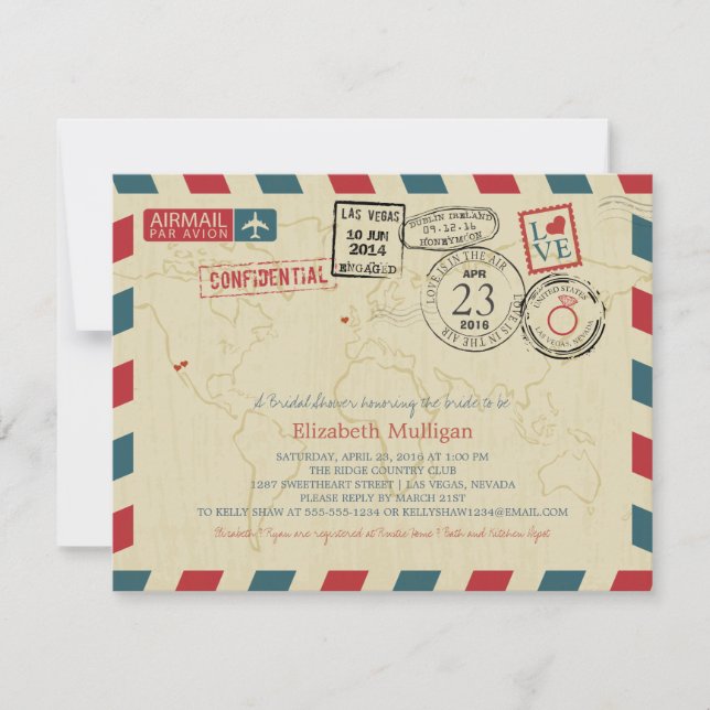 World Traveler Airmail | Möhippa Inbjudningar (Framsida)