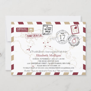 World Traveler Airmail Möhippa Inbjudningar