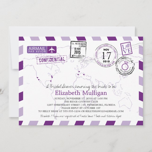 World Traveler Airmail | Möhippa Inbjudningar (Framsida)