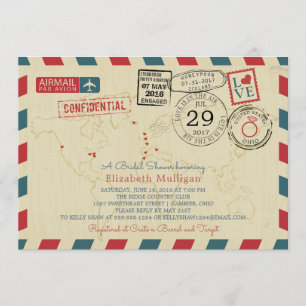 World Traveler Airmail Möhippa Inbjudningar