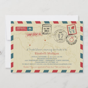World Traveler Airmail Möhippa Inbjudningar