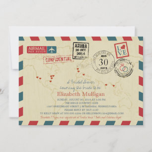 World Traveler Airmail Möhippa Inbjudningar