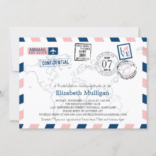 World Traveler Airmail   Möhippa Inbjudningar