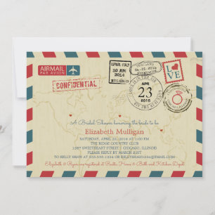 World Traveler Airmail   Möhippa Inbjudningar