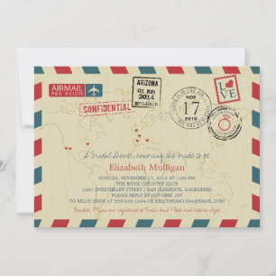 World Traveler Airmail Möhippa Inbjudningar