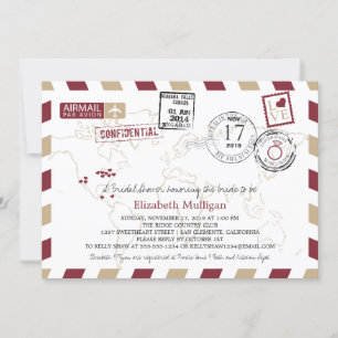 World Traveler Airmail Möhippa Inbjudningar