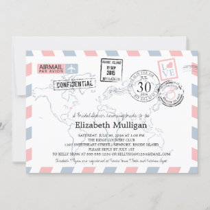 World Traveler Airmail   Möhippa Inbjudningar