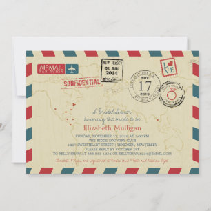 World Traveler Airmail Möhippa Inbjudningar