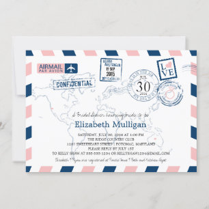 World Traveler Airmail   Möhippa Inbjudningar