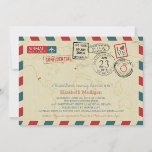 World Traveler Airmail   New York Möhippa Inbjudningar