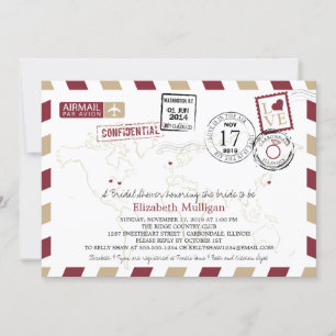 World Traveler Airmail Washington DC Möhippa Inbjudningar