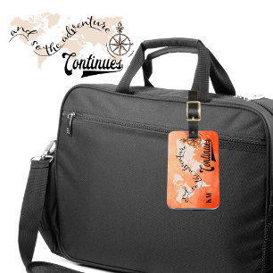 World Traveler Anpassningsbar Karta Monogram Bagagebricka