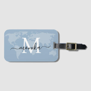 World Traveler Dusty Blue Karta Anpassningsbar Mon Bagagebricka