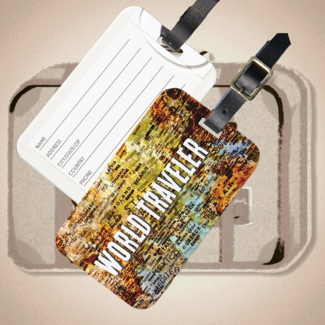 World Traveler Internationell Karta Abstrakt Bagagebricka (Skapare uppladdad)