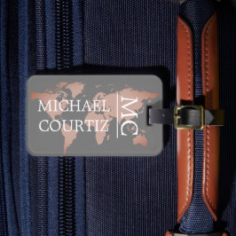 World Traveler karta metall Monogrammed personaliz Bagagebricka