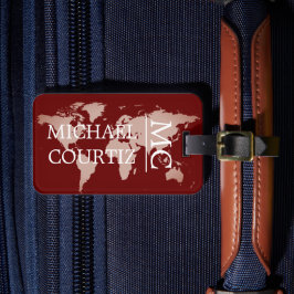 World Traveler karta metall Monogrammed personaliz Bagagebricka