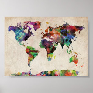 World traveler karta print poster