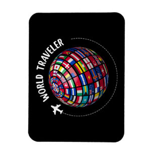 World Traveler Karta, Världs flaggor Traveler, Cou Magnet