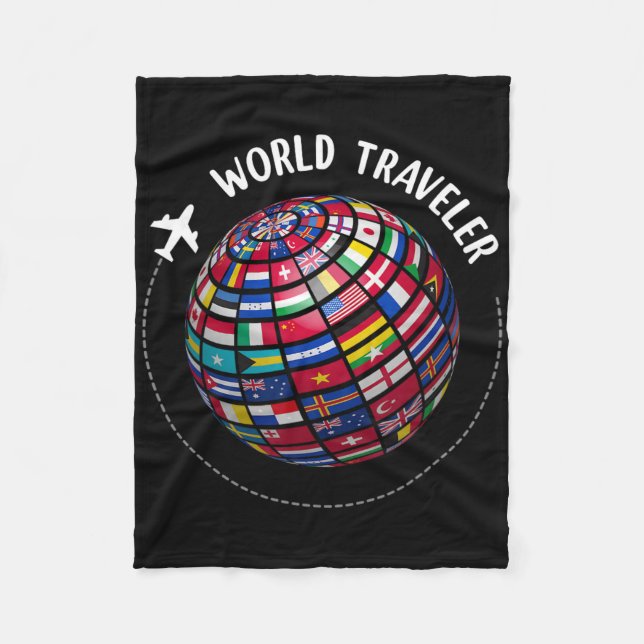 World Traveler Map, World Flags Traveler, Countrie Fleecefilt (Framsidan)