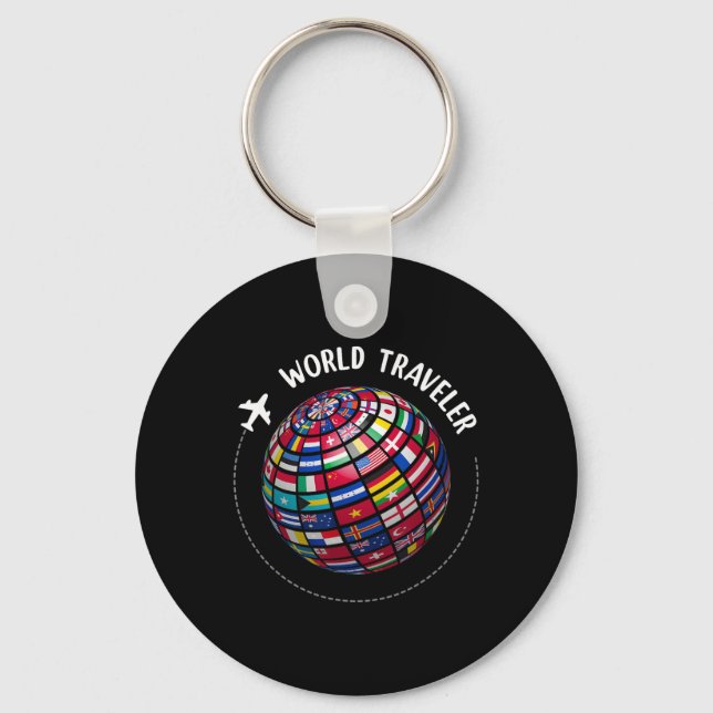 World Traveler Map, World Flags Traveler, Countrie Nyckelring (Framsida)