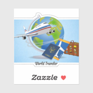 World Traveler, packad och redo att åka. Klistermärken