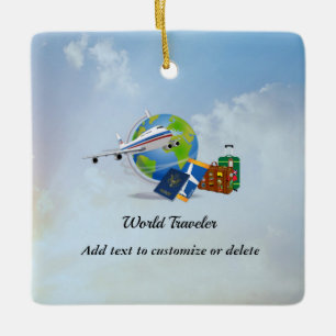 World Traveler, packad och redo att åka, mall Julgransprydnad Keramik