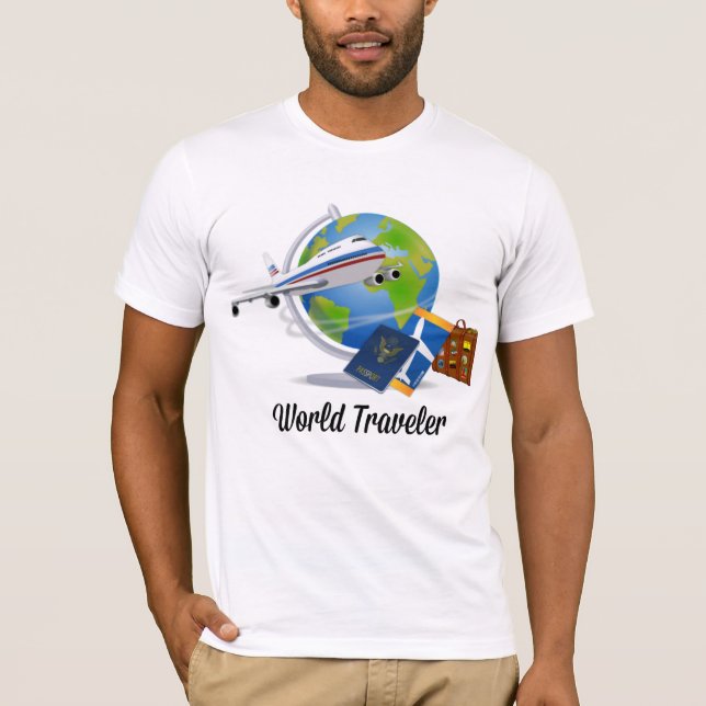 World Traveler, packad och redo att åka. T Shirt (Framsida)