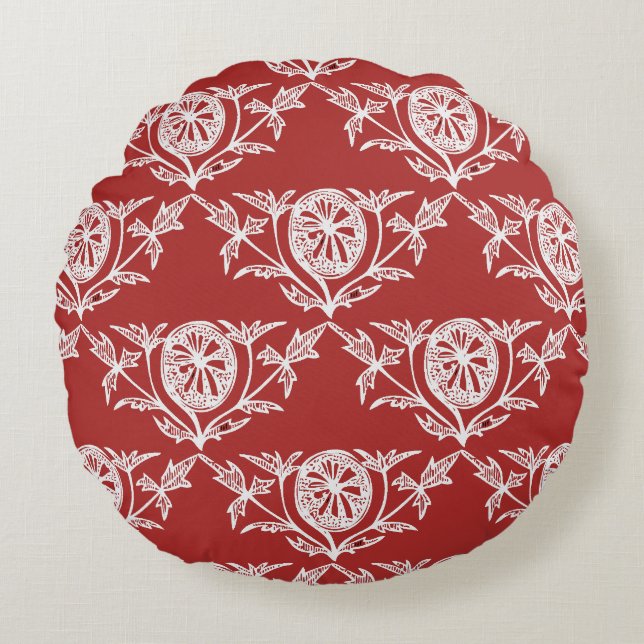 World Traveler Red & White Rund Kudde (Framsidan)