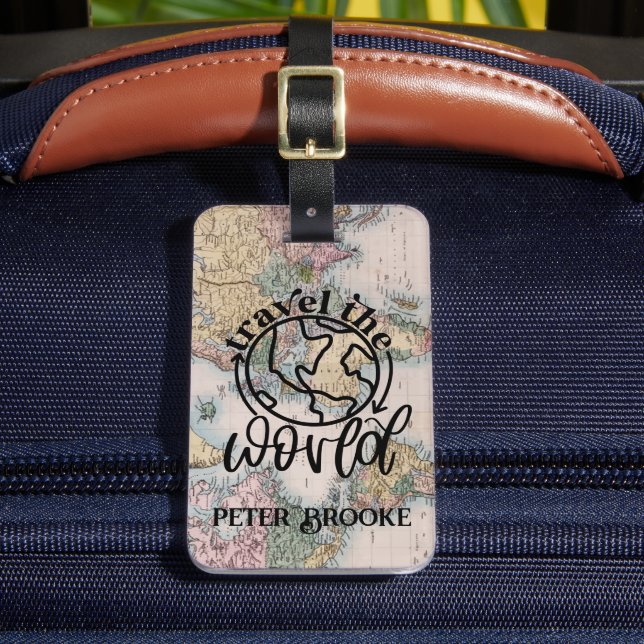 World Traveler Rosa Karta Personlig Bagagebricka (Framsida Insitu 2)