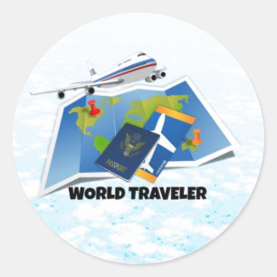 World Traveler Runt Klistermärke