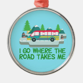 World Traveler RV Camper Road Resa Vacation Julgransprydnad Metall