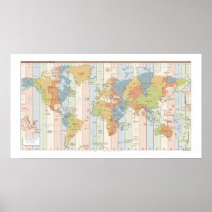 World Traveler Time Zones of Europe and Afrika Pos Poster