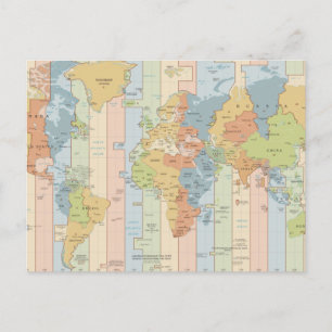 World Traveler Time Zones of Europe and Afrika Vykort
