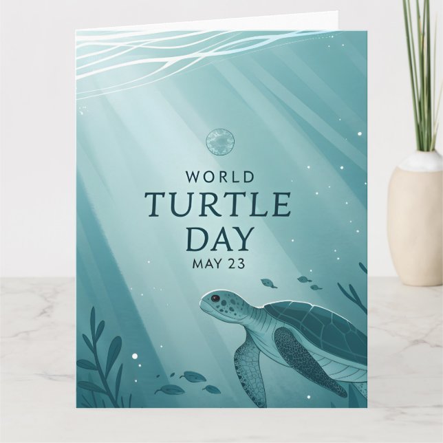 World Turtle Day Underwater Sea Turtle Art Kort (Framsida)