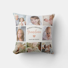 World Underbarare Grandma Photo Collage Rosa Heart Kudde