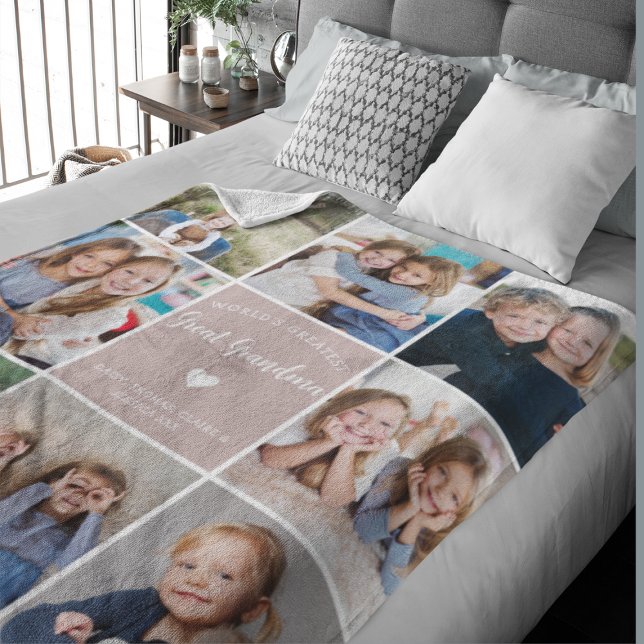 World Underbarare Underbar Grandma Photo Collage R Fleecefilt (Skapare uppladdad)