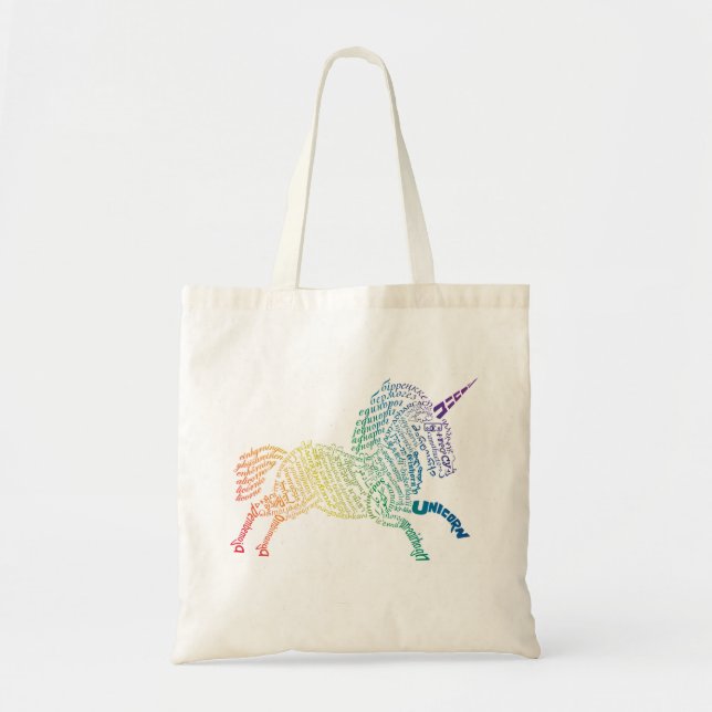 World Unicorn Tote Bag - Bright Rainbow Tygkasse (Framsidan)