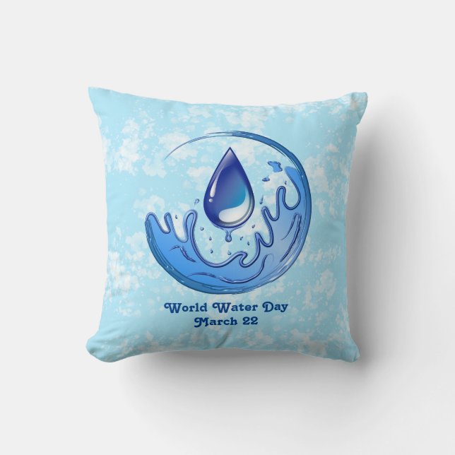 World Vatten Day Spara Vatten Spara Earth Kudde (Framsida)