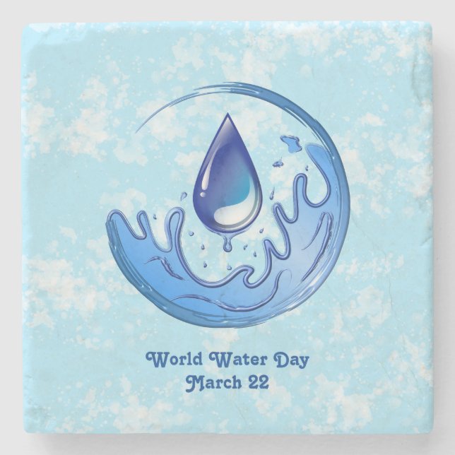 World Vatten Day Spara Vatten Spara Earth Stenunderlägg (Framsidan)