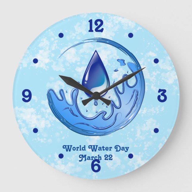 World Vatten Day Spara Vatten Spara Earth Stor Klocka (Framsida)