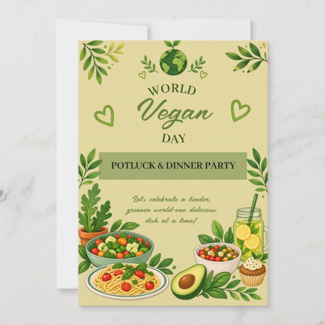 World Vegan Day Potluck Middagsfest Inbjudan (Framsida)