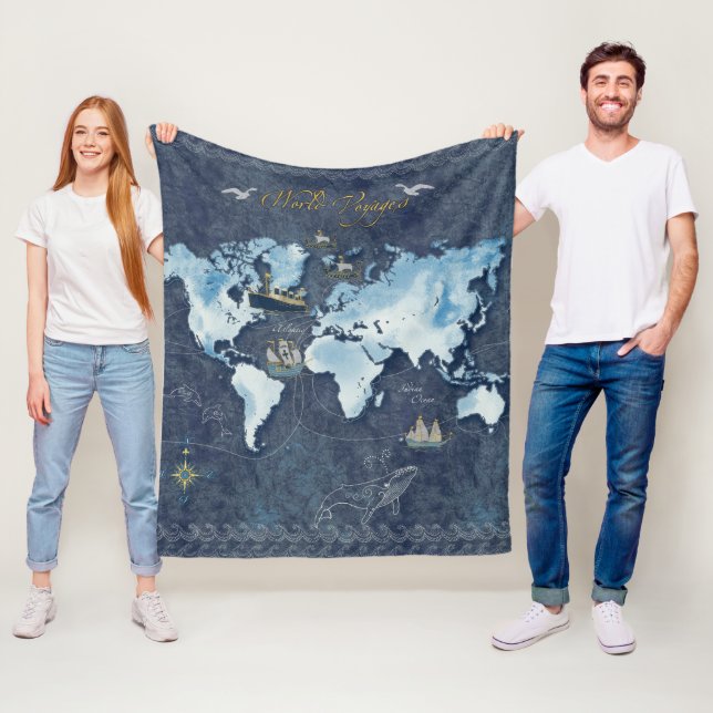 World Voyages Karta Fleece Blanket (På plats)