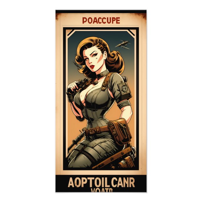 world war girl vintage style fototryck (Framsidan)